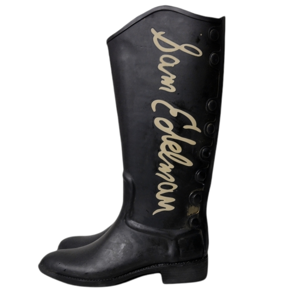 Sam Edelman Xenia black spellout rain boots 8m